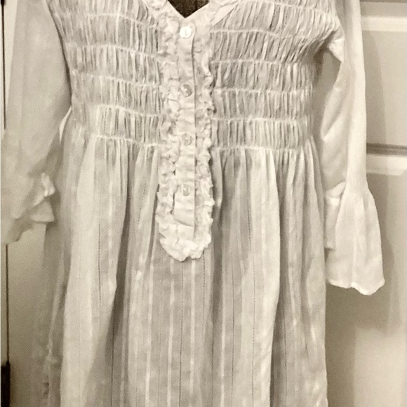 PEPPERMINT BAY white sheer smocked tunic - Picture 1 of 7